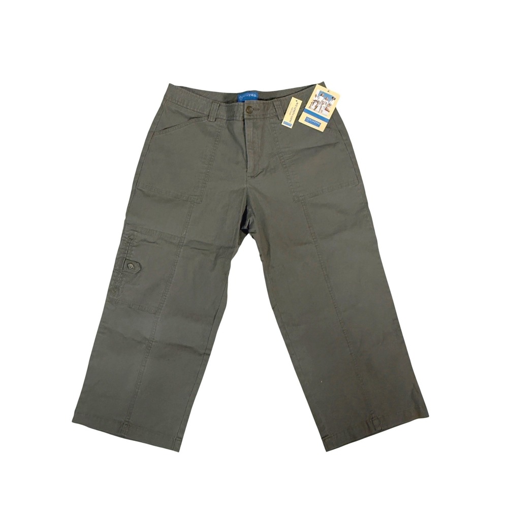 Dockers Mid Length Capri Women Size 10 Olive Green New Favorite Fit Cargo Pants